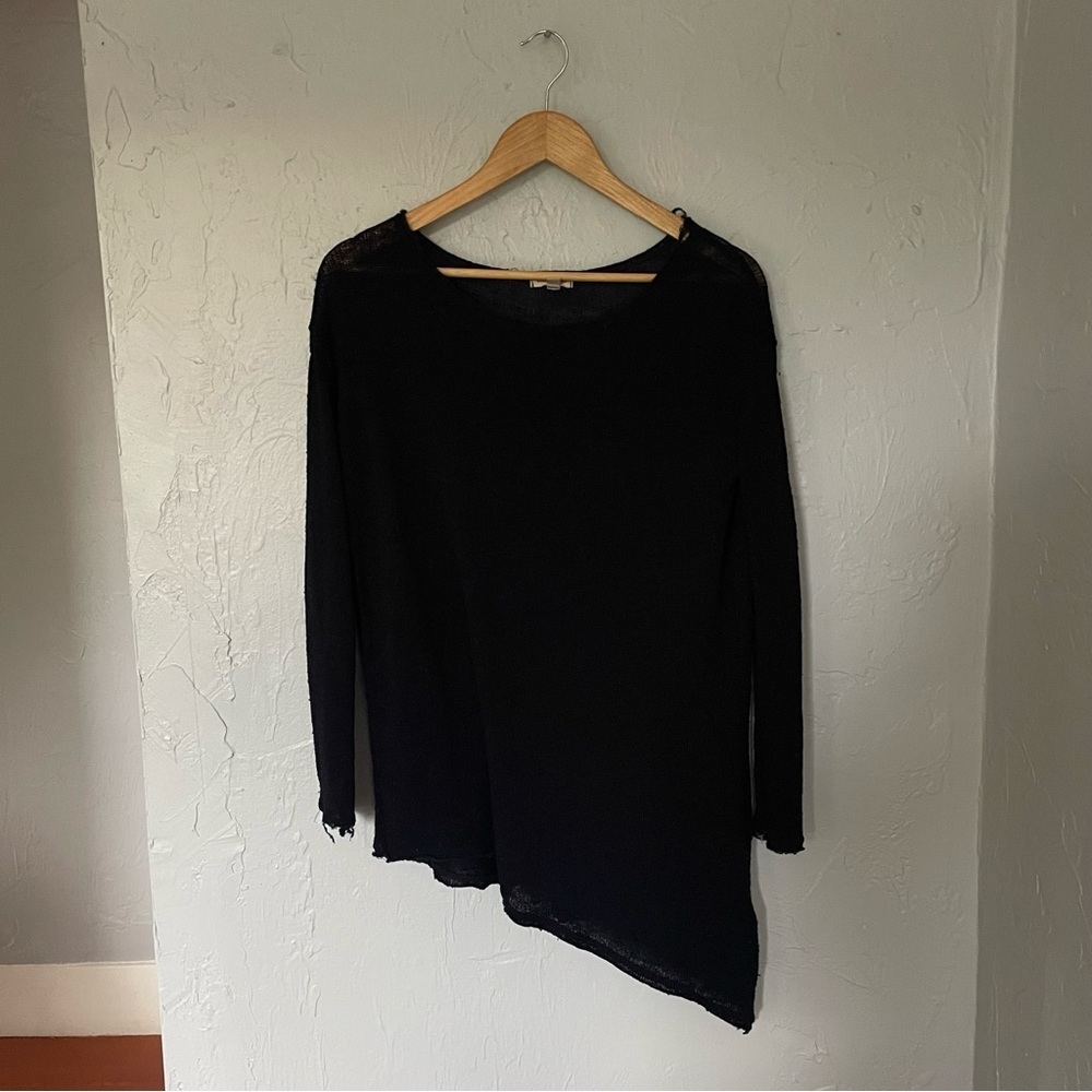 Silence+Noise Black Asymmetrical Lagenlook Long Sleeve Lightweight Sweater sz XS